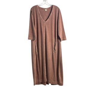 Poetry Hemp Cotton Blend Brown Maxi Dress Size 18 Lagenlook